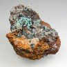 Aurichalcite and rosasite on limonite - Ojuela Mine, Mapimi, Durango, Mexico
