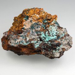 Aurichalcite et rosasite sur limonite - Mine Ojuela, Mapimi, Durango, Mexique