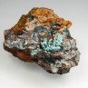 Aurichalcite and rosasite on limonite - Ojuela Mine, Mapimi, Durango, Mexico