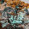Aurichalcite and rosasite on limonite - Ojuela Mine, Mapimi, Durango, Mexico