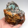 Aurichalcite and rosasite on limonite - Ojuela Mine, Mapimi, Durango, Mexico