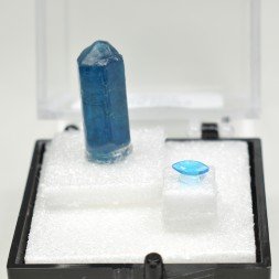 APATITE - DUO cut stone and crystallised stone