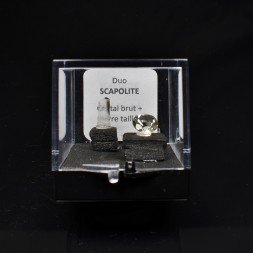 SCAPOLITE - DUO cut stone and crystallised stone