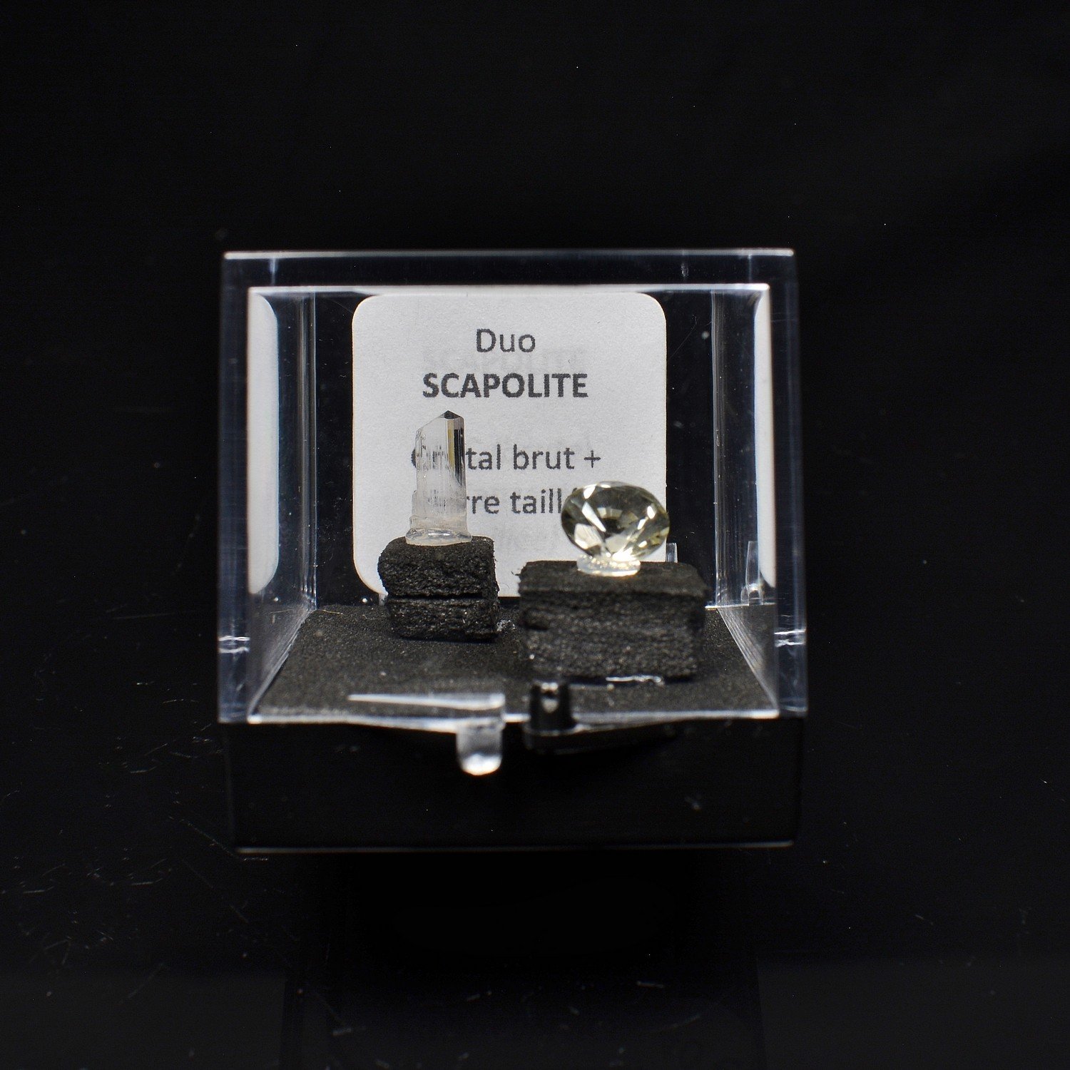 SCAPOLITE - DUO cut stone and crystallised stone SCAPOLITE - DUO cut stone and crystallised stone