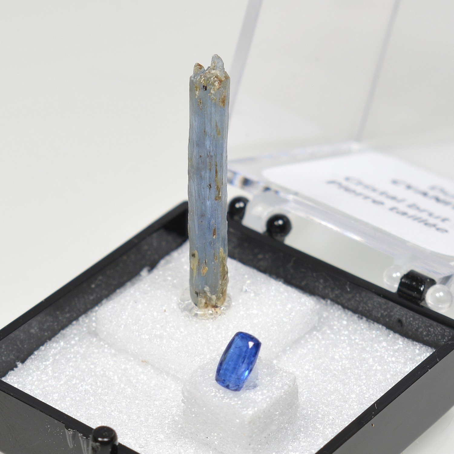 CYANITE - DUO cut stone and crystallised stone CYANITE - DUO cut stone and crystallised stone