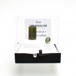 Tourmaline verte - DUO pierre taillée et pierre cristallisée