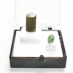 Tourmaline verte - DUO pierre taillée et pierre cristallisée