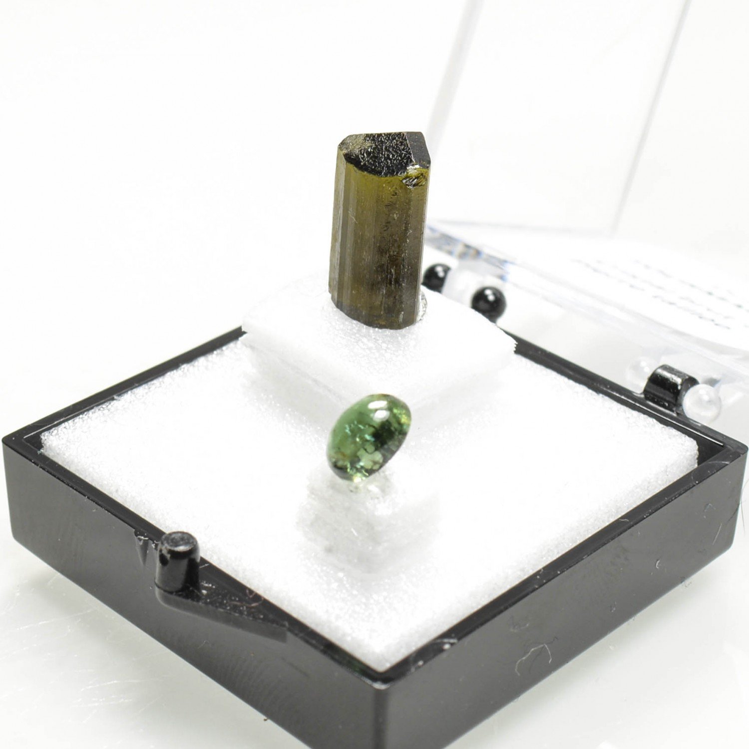 Tourmaline verte - DUO pierre taillée et pierre cristallisée