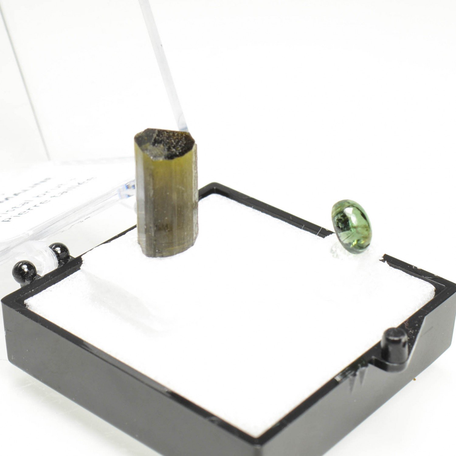 Green tourmaline - DUO cut stone and crystallised stone