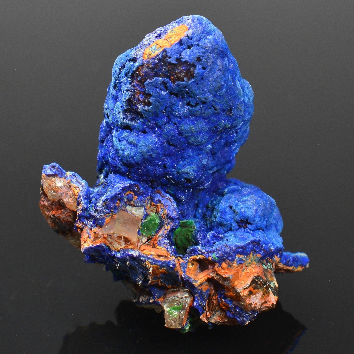 Azurite on quartz - M'Ssici, Alnif, Drâa-Tafilalet, Morocco