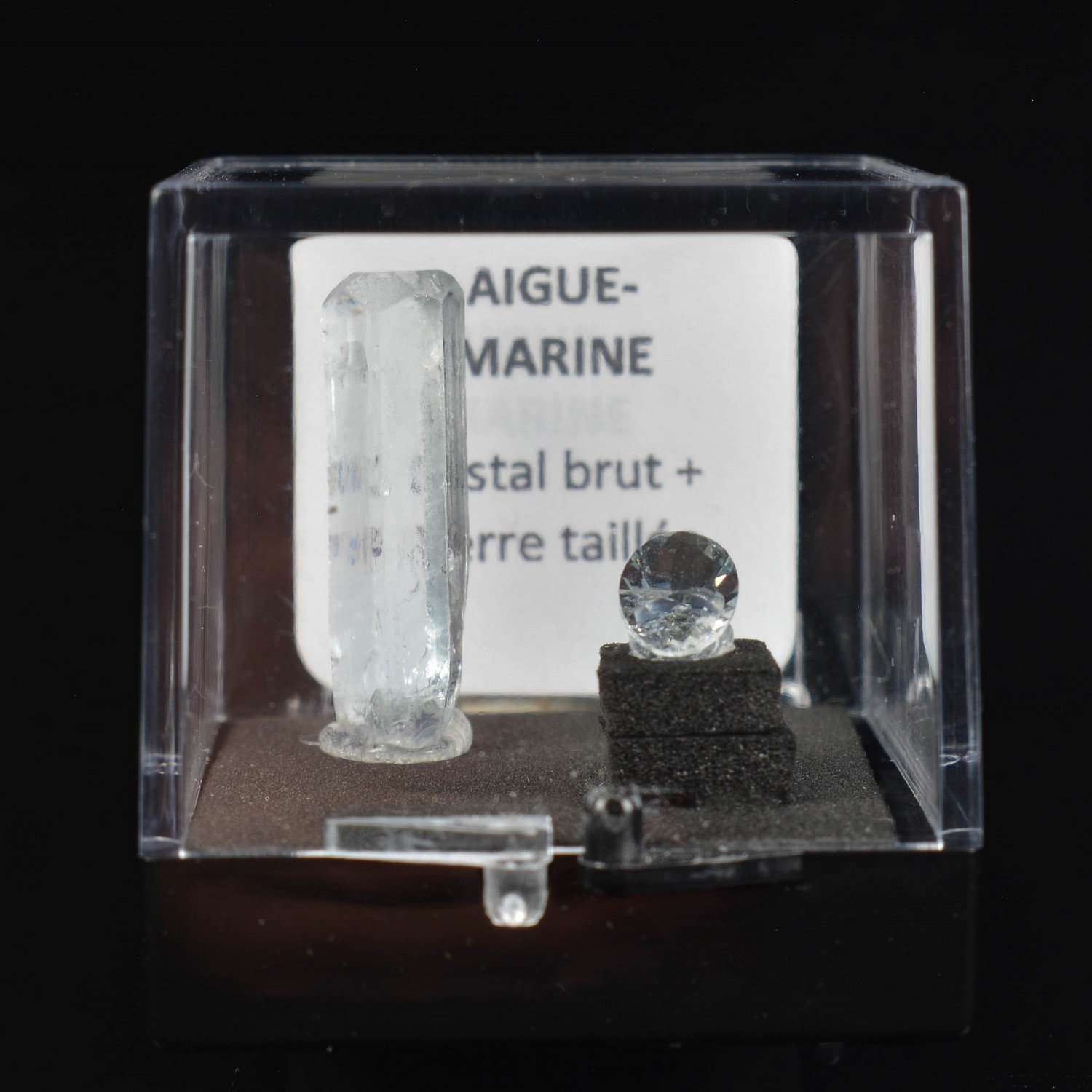AQUAMARINE - DUO: cut stone and crystallised stone