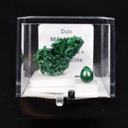 MALACHITE - DUO: cut stone and crystallised stone