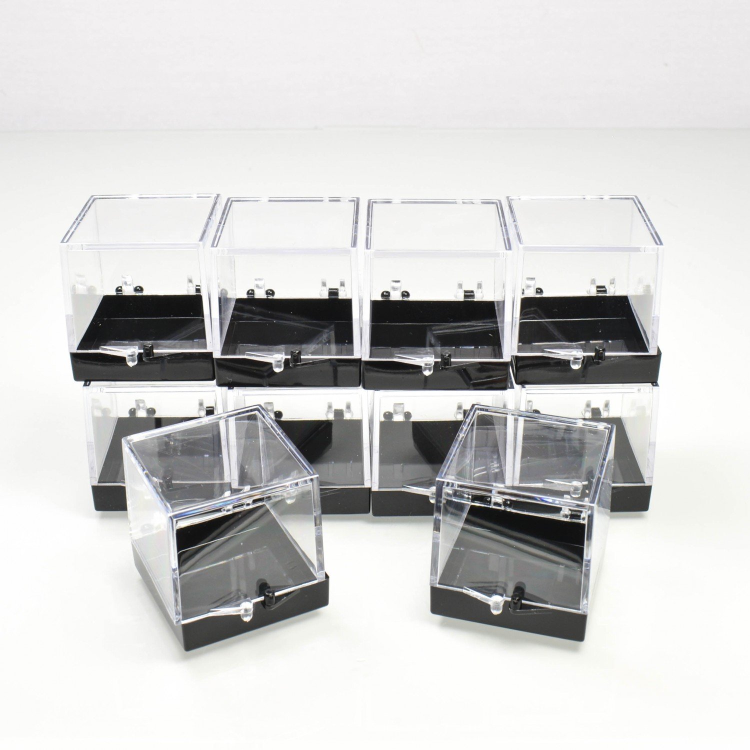 Set of 10 transparent Perky-style boxes (9 + 1 free) - 3.4 cm
