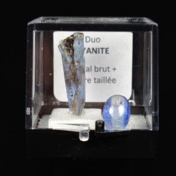 CYANITE - DUO: cut stone and crystallised stone