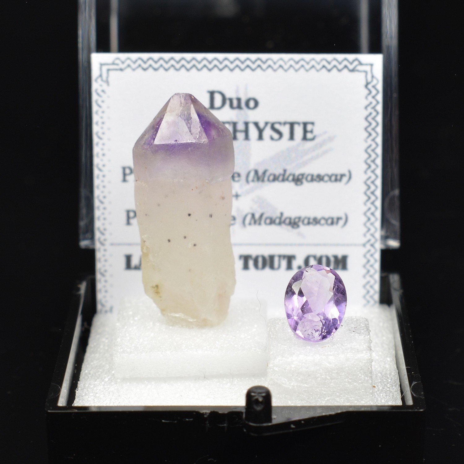 AMETHYST from Madagascar - DUO Cut Stone and Crystallized Stone AMETHYST from Madagascar - DUO Cut Stone and Crystallized Stone