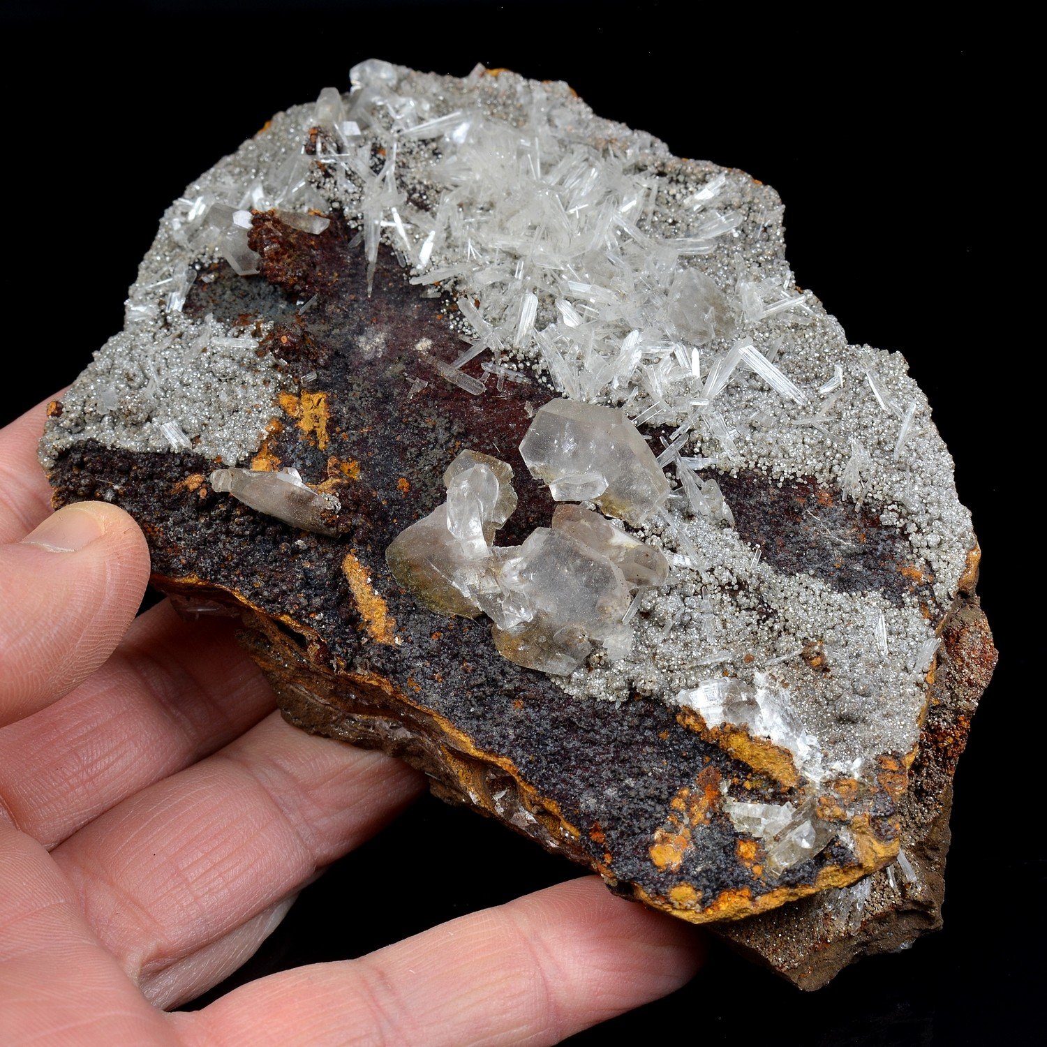 Calcite and Hemimorphite - Ojuela Mine, Mapimi, Durango, Mexico