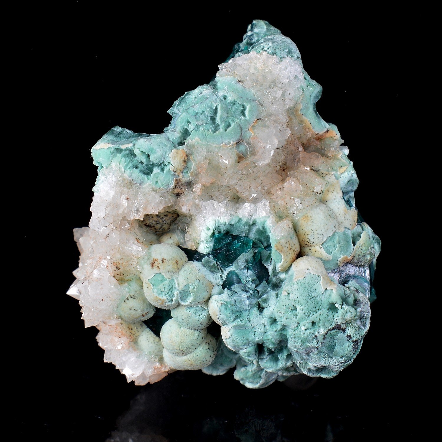 Dioptase after calcite - Tantara Mine, Katanga, Congo