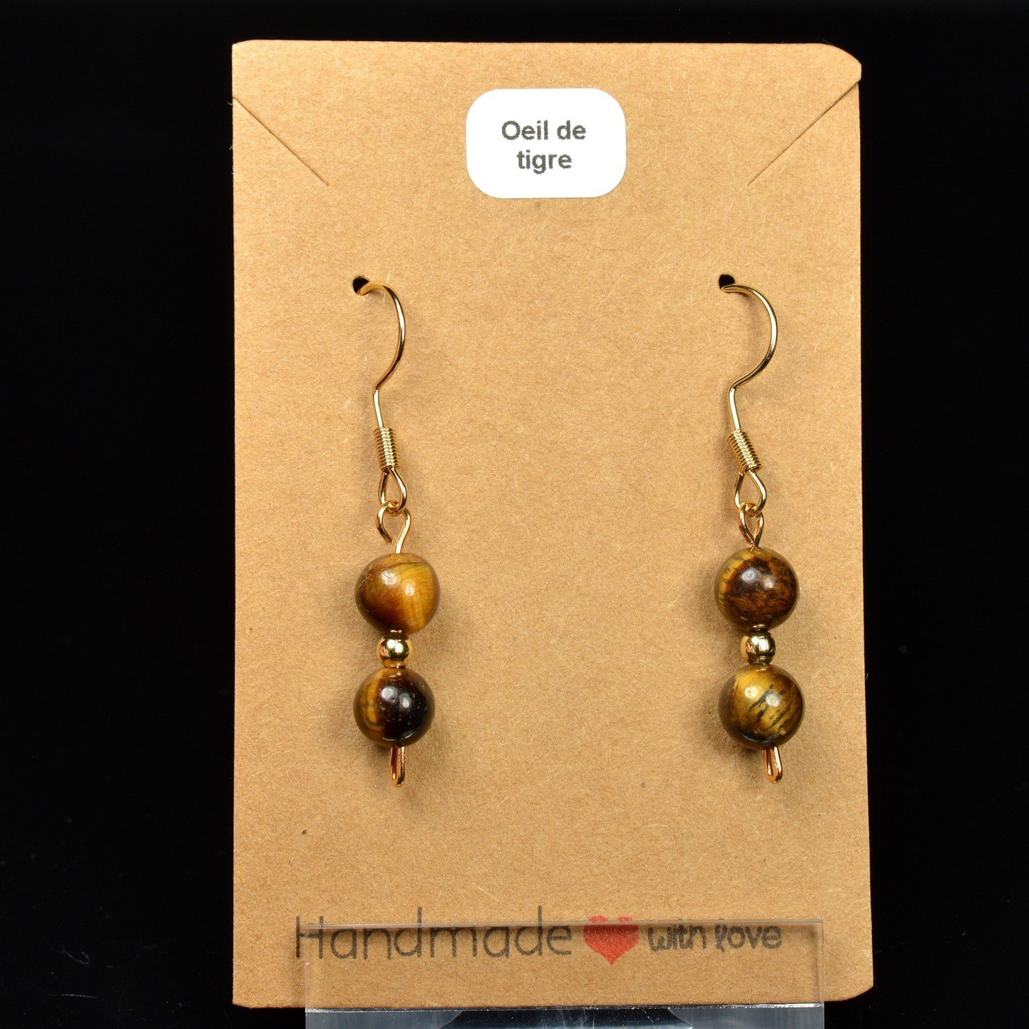 6-7 mm pearl drop earrings - tiger eye 6-7 mm pearl drop earrings - tiger eye