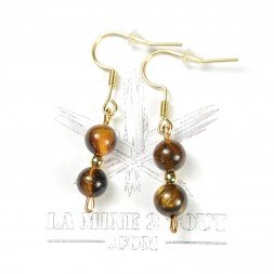 6-7 mm pearl drop earrings - tiger eye