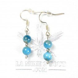 6-7 mm pearl drop earrings - blue apatite