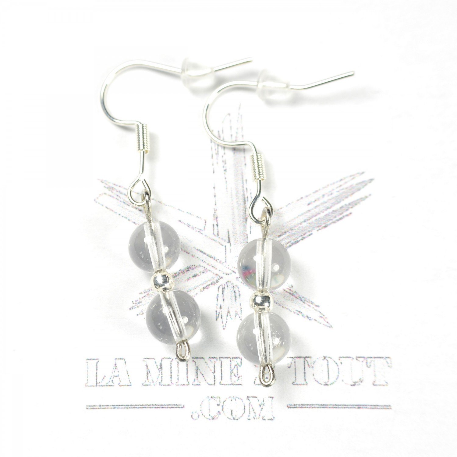6-7 mm pearl drop earrings - Rock cristal 6-7 mm pearl drop earrings - Rock cristal
