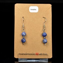 Boucles d'oreilles pendantes en perles 6 mm - Sodalite