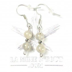 Boucles d'oreilles pendantes en perles 6 mm - Labradorite