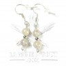 Boucles d'oreilles pendantes en perles 6 mm - Labradorite