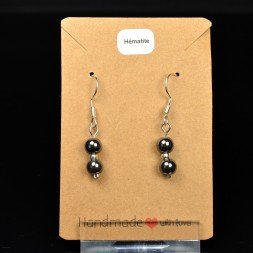 6-7 mm pearl drop earrings - Hematite