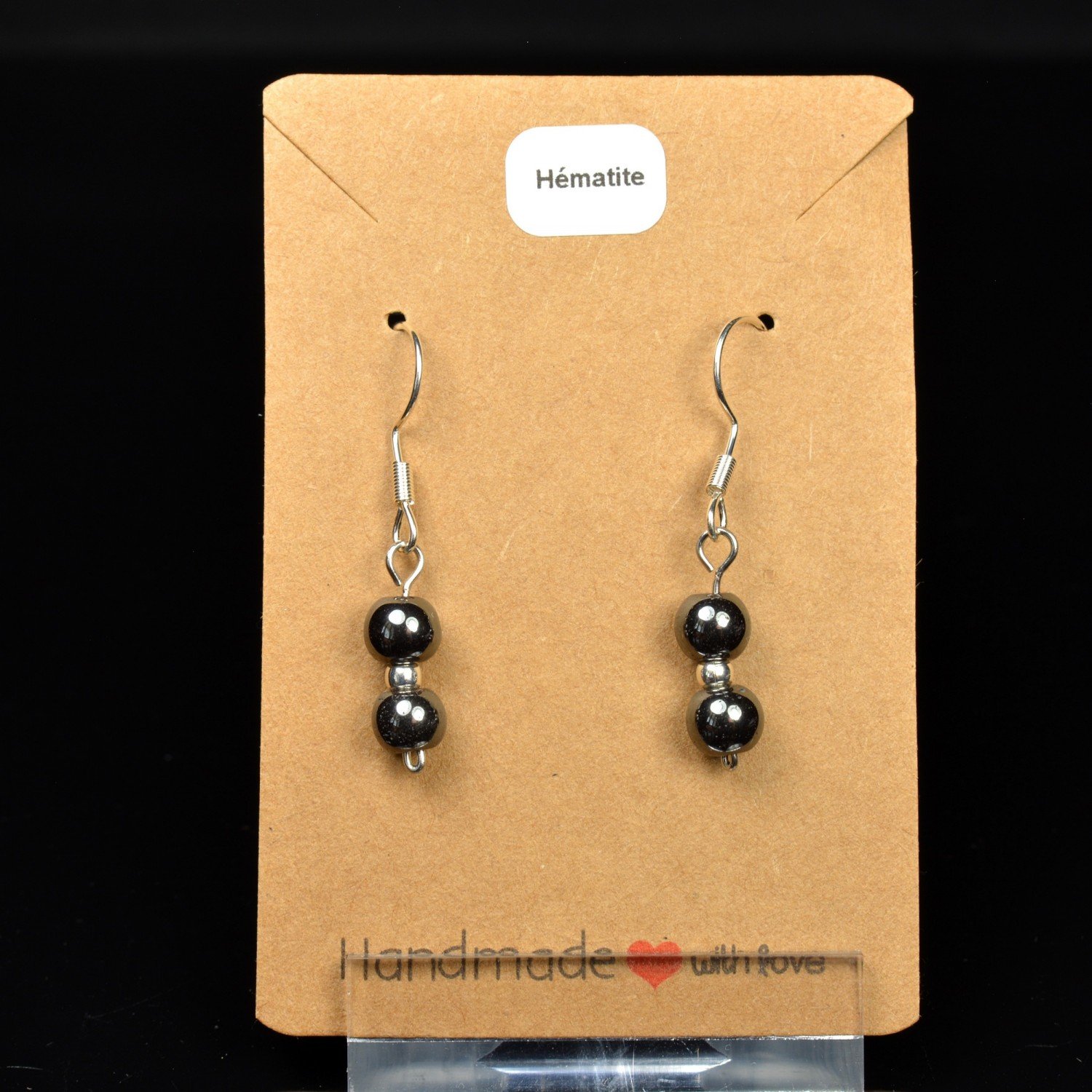 6-7 mm pearl drop earrings - Hematite