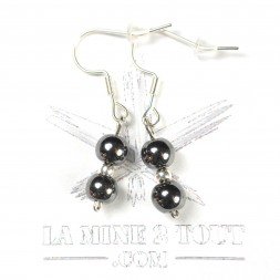 6-7 mm pearl drop earrings - Hematite