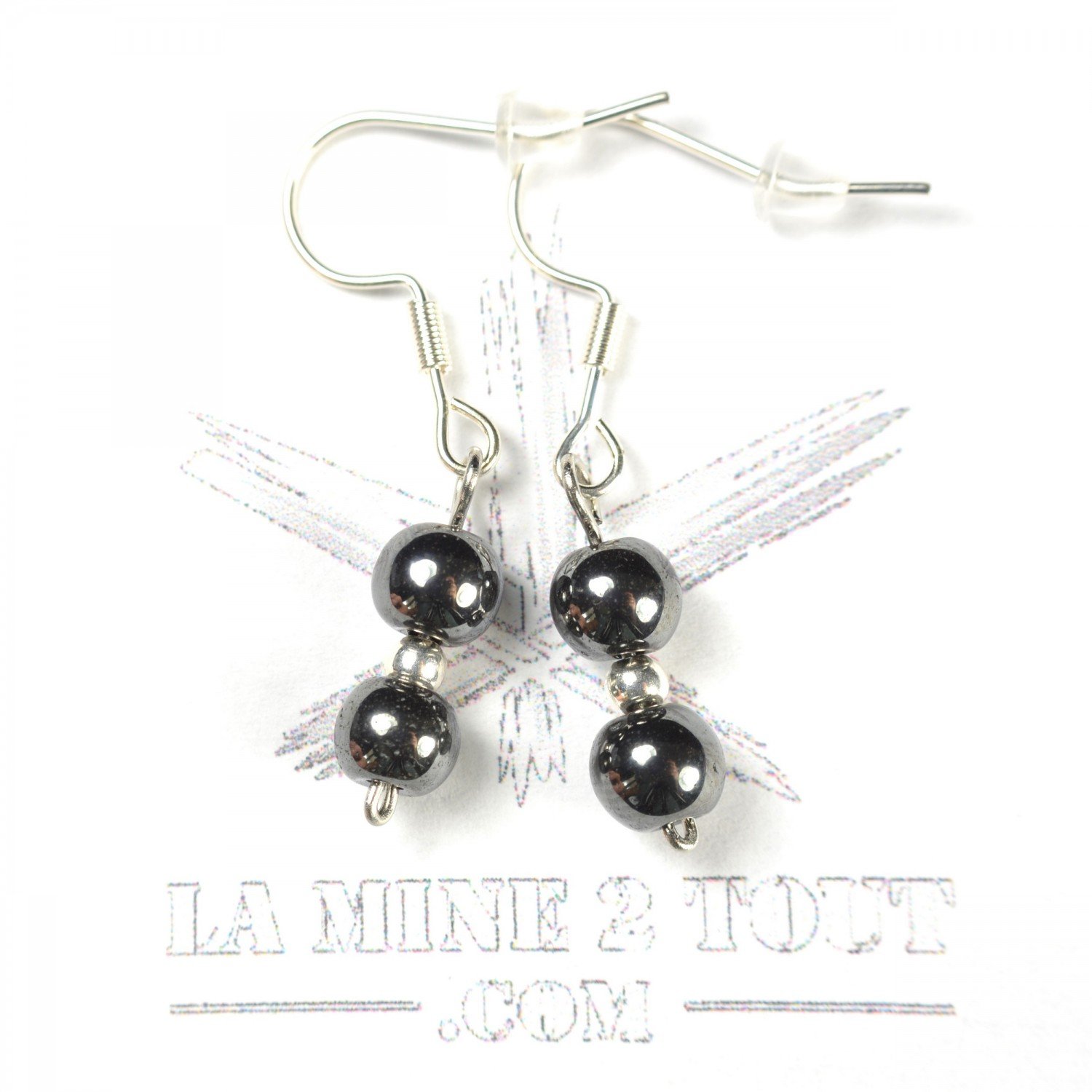 6-7 mm pearl drop earrings - Hematite