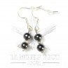 6-7 mm pearl drop earrings - Hematite
