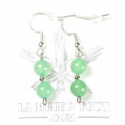 Boucles d'oreilles pendantes en perles 6 mm - Aventurine