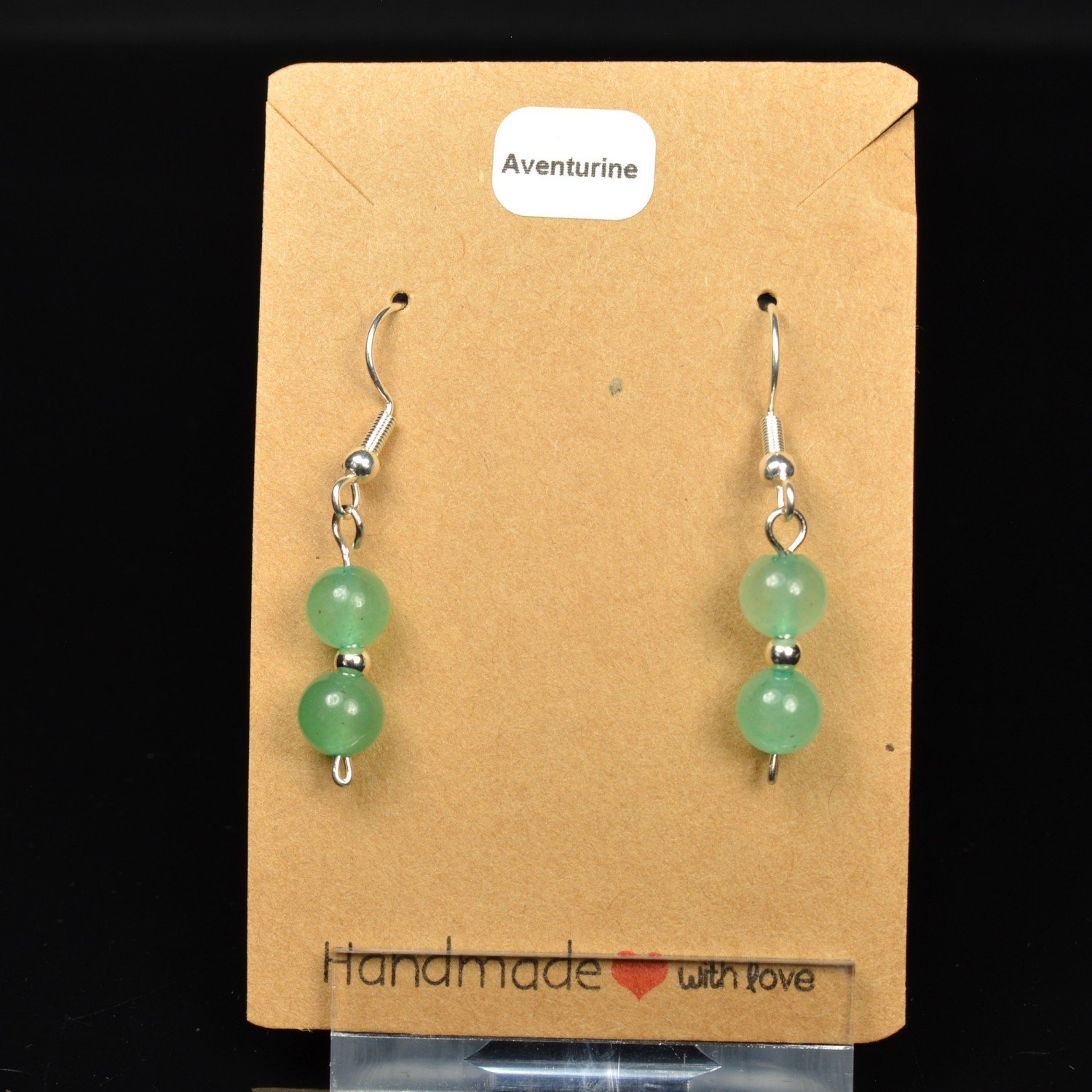 Boucles d'oreilles pendantes en perles 6 mm - Aventurine
