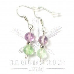 Boucles d'oreilles pendantes en perles 6 mm - Fluorine