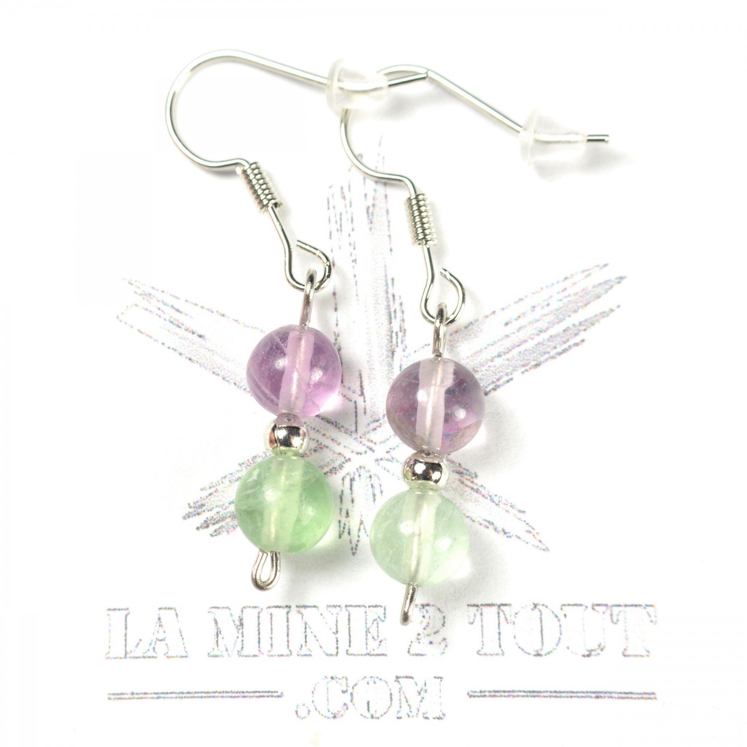 Boucles d'oreilles pendantes en perles 6 mm - Fluorine
