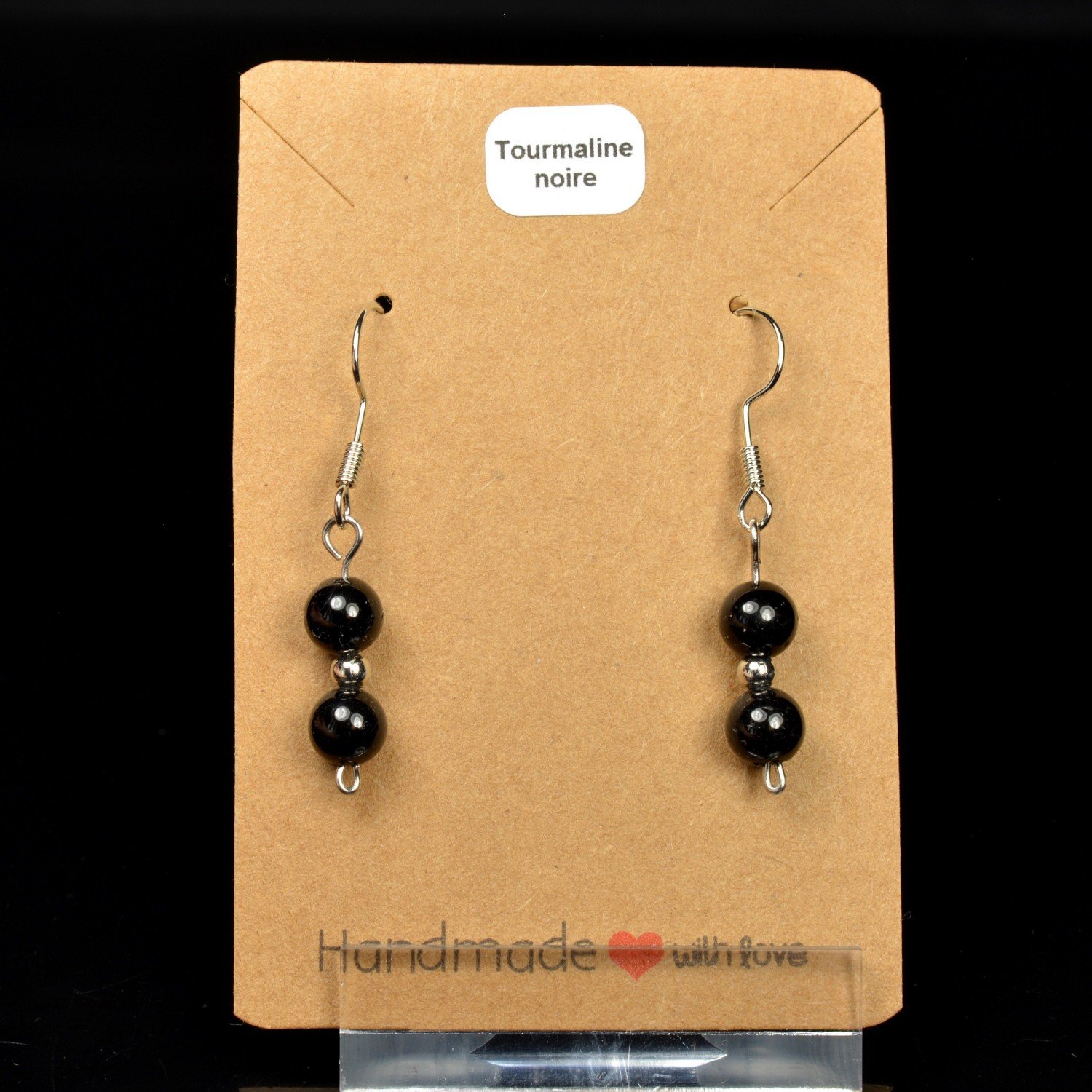 6-7 mm pearl drop earrings - Black tourmaline