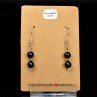 Boucles d'oreilles pendantes en perles 6 mm - Tourmaline noire