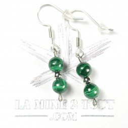 6 mm pearl drop earrings - Malachite