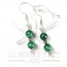Boucles d'oreilles pendantes en perles 6 mm - malachite