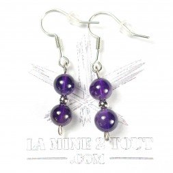 Boucles d'oreilles pendantes en perles 6-7 mm - Améthyste