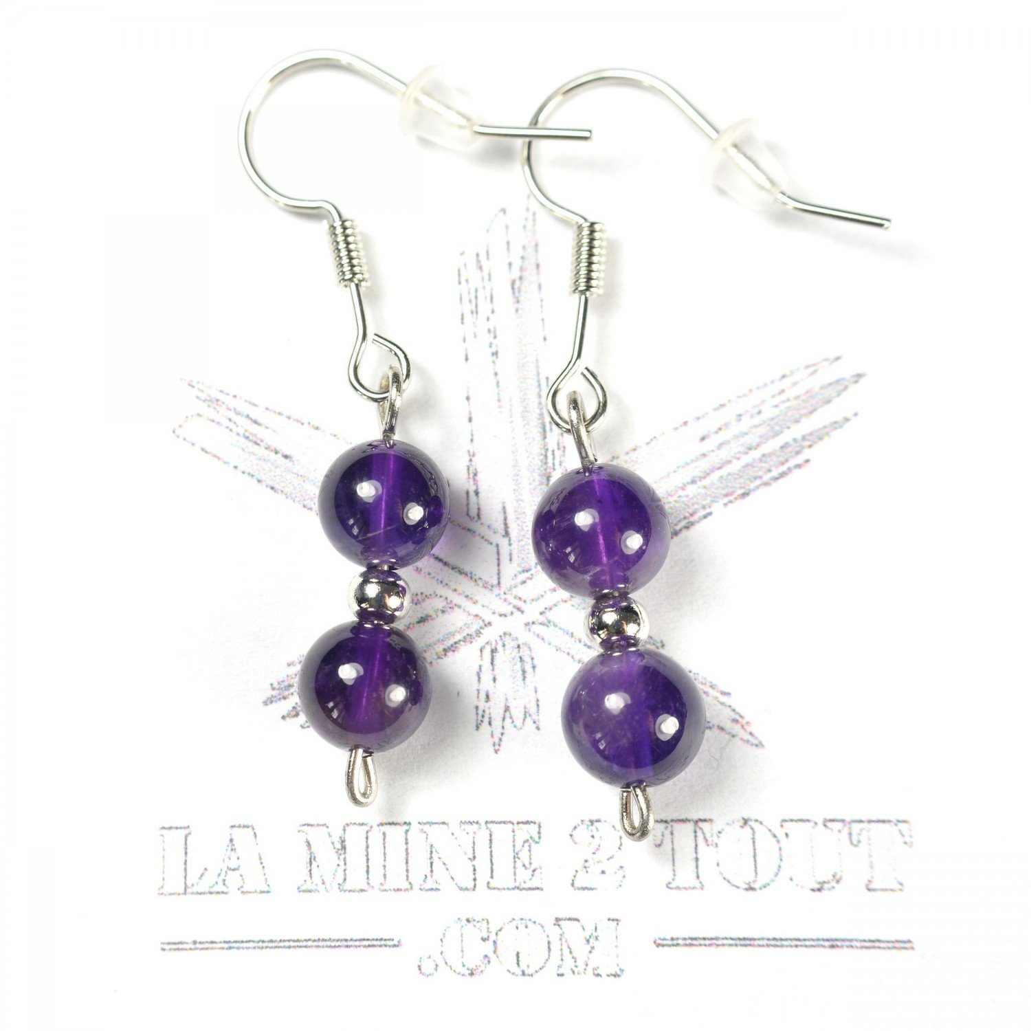 6 mm pearl drop earrings - Amethyst