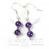 Boucles d'oreilles pendantes en perles 6-7 mm - Améthyste