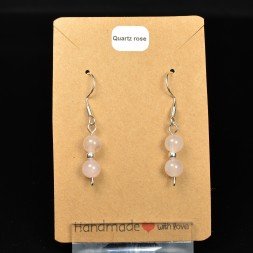 6-7 mm pearl drop earrings - Rose quartz