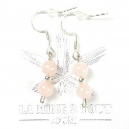 6-7 mm pearl drop earrings - Rose quartz