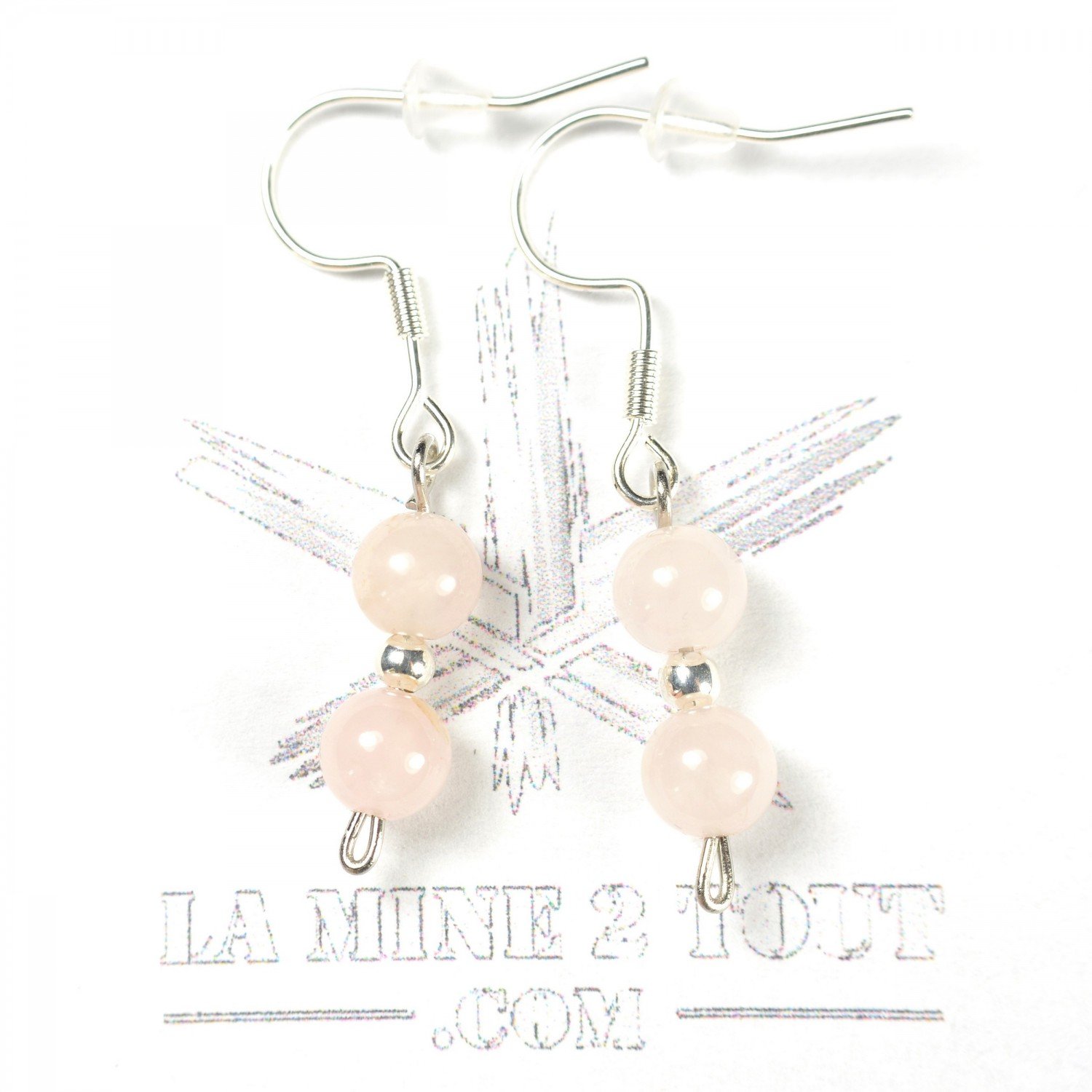 6-7 mm pearl drop earrings - Rose quartz