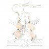 6-7 mm pearl drop earrings - Rose quartz