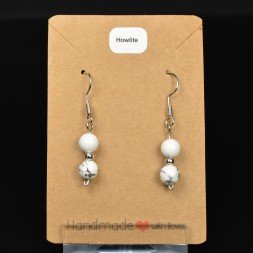 Boucles d'oreilles pendantes en perles 6-7 mm - Howlite (magnésite)