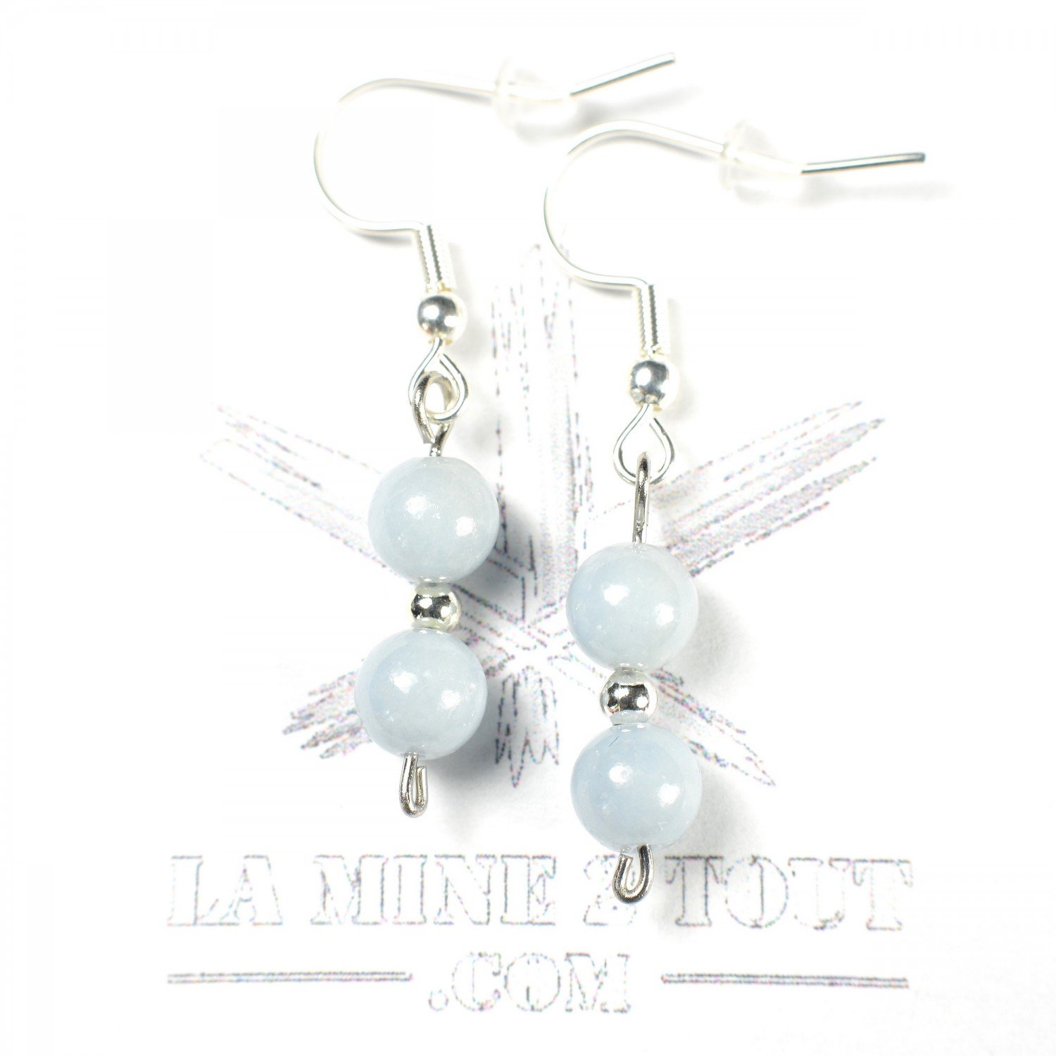 6-7 mm pearl drop earrings - Angelite (anhydrite)